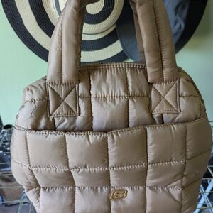 Skechers Quilted Puffer Tote in Taupe